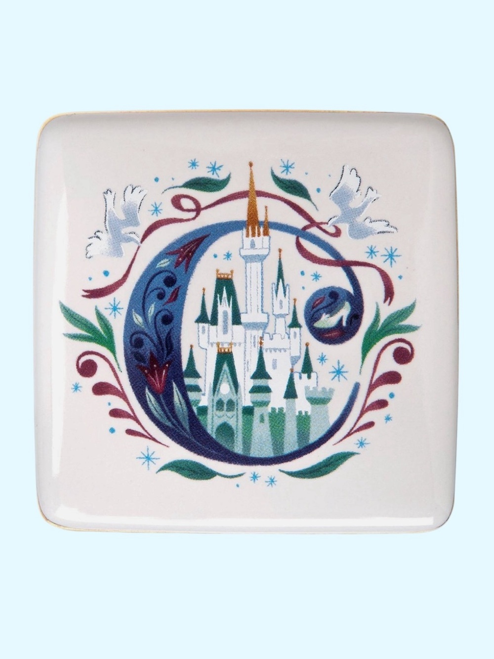 Disney C for Cinderella Castle WDW Ceramic Trinket Box